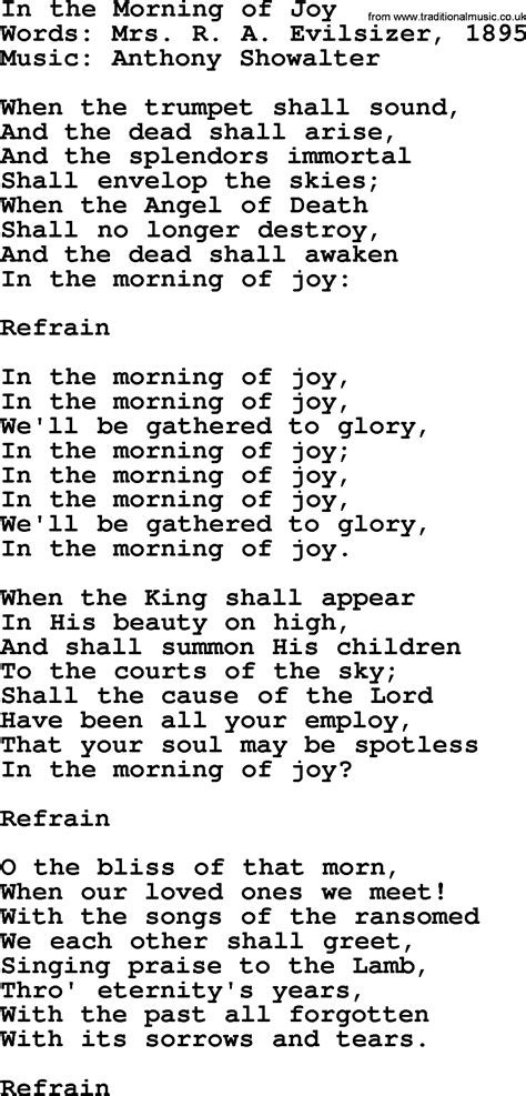 joy in the morning lyrics